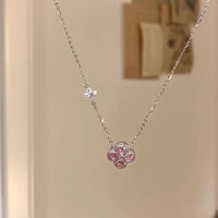 Pink Pavé Clover Necklace