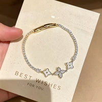 Diamond Clover Clasp Bracelet (Gold)