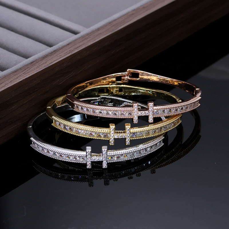 Iconic 'H' Hinged Crystal Bangle