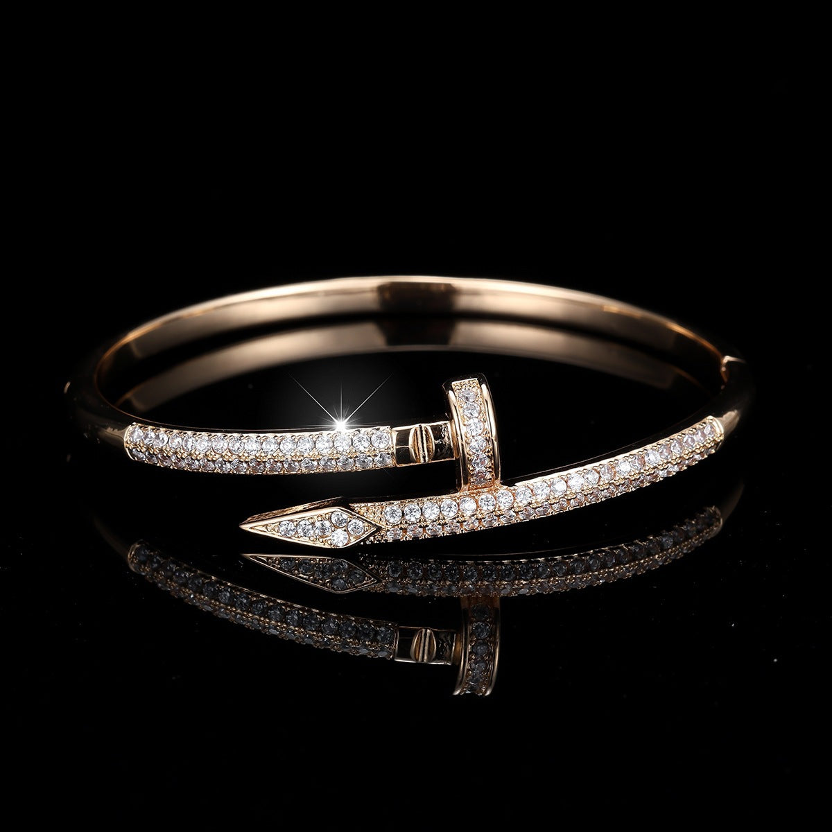 18K Gold Plated Nail Motif Bangle