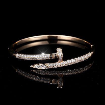 18K Gold Plated Nail Motif Bangle