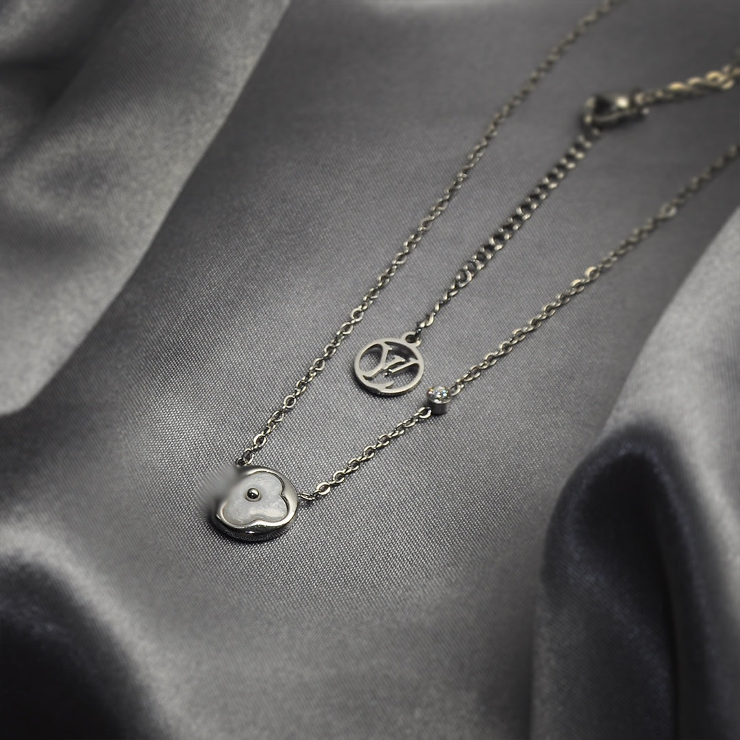 Domed Mother of Pearl Monogram Necklace