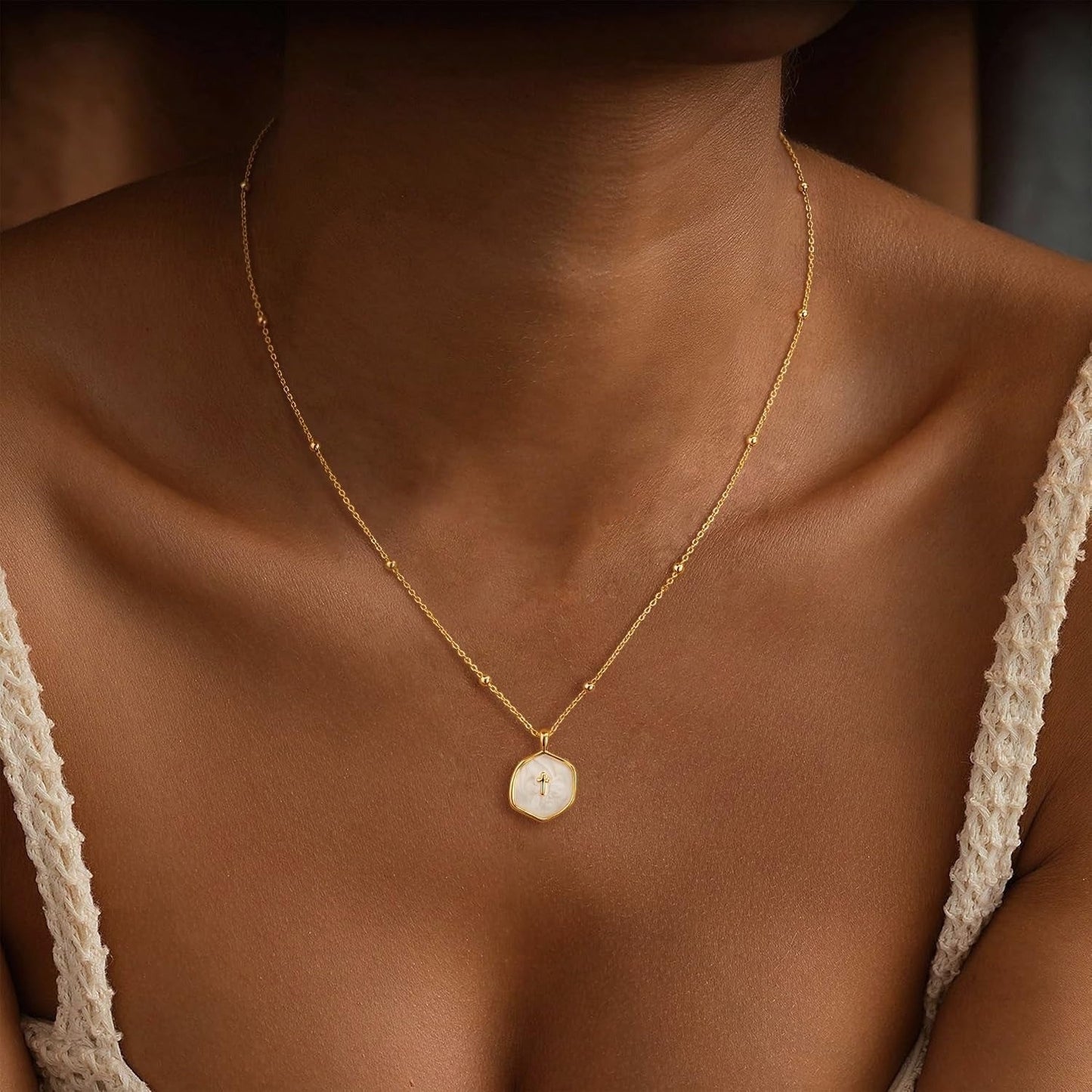 Minimalist Pavé Cross Pendant Necklace