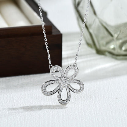 S925 Sunflower Halo Pendant Necklace