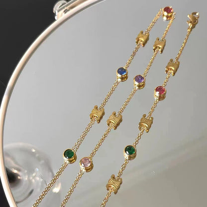 Multicolor Gemstone Emblem Necklace