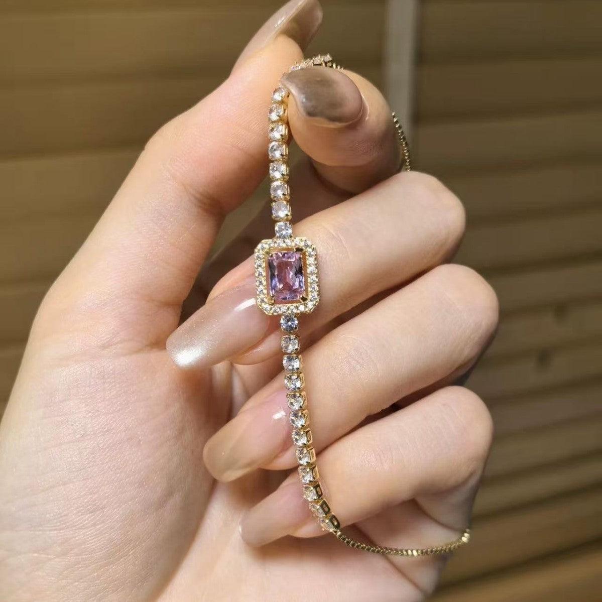 Blush Pink Crystal Drawstring Bracelet