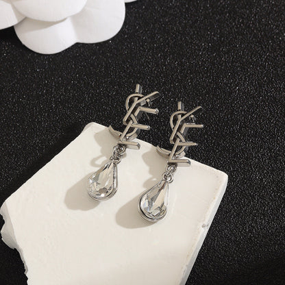 Chic Rhinestone Monogram Earrings
