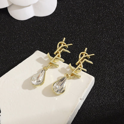 Chic Rhinestone Monogram Earrings