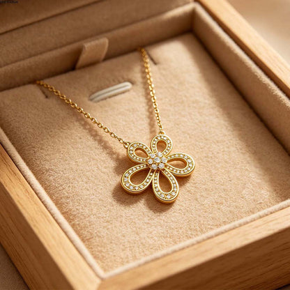 S925 Sunflower Halo Pendant Necklace