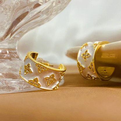 FOUR-LEAF CLOVER EARRINGS + RINGS