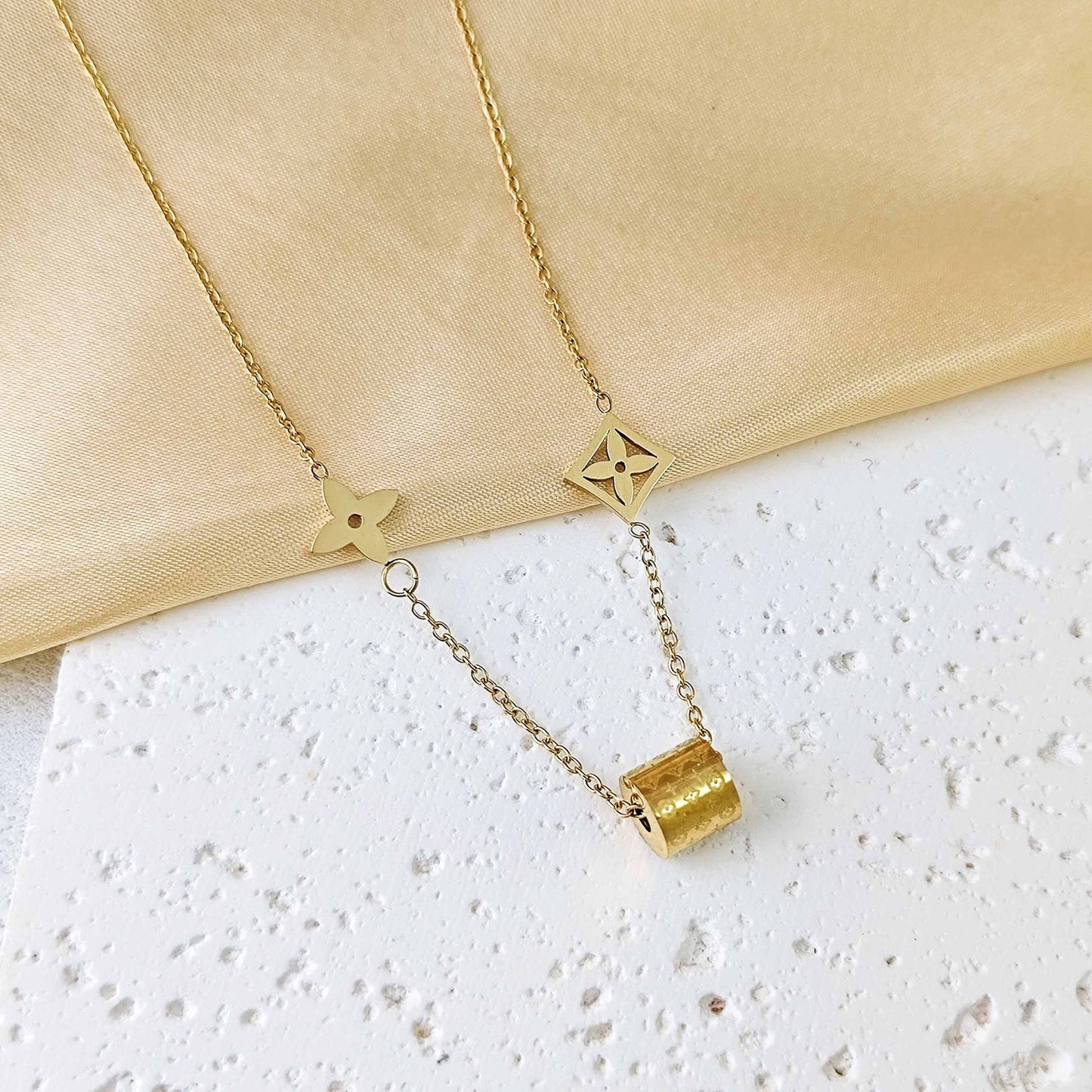 Chic Tarnish-Free Monogram Lucky Clover Choker