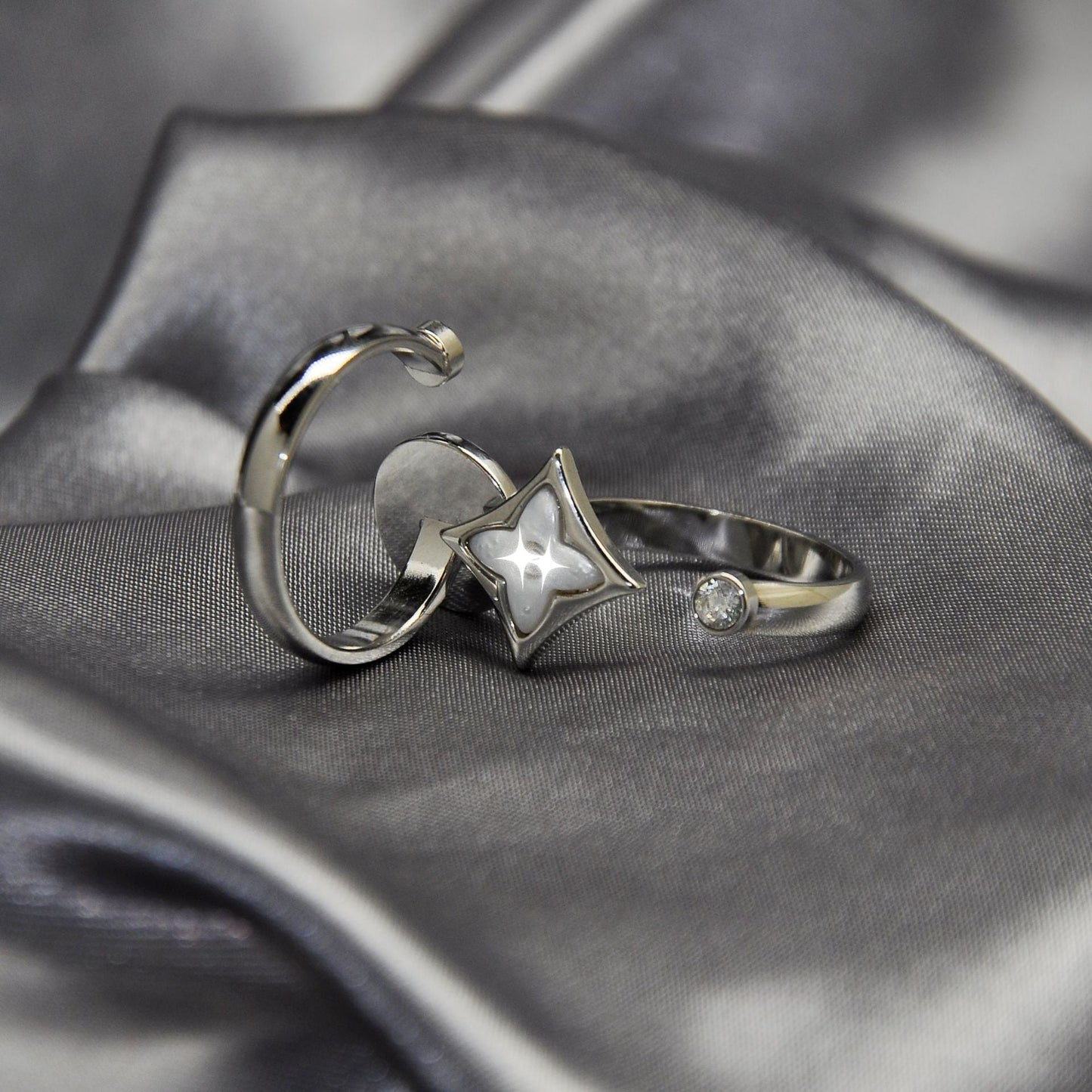 Vintage Monogram Mother of Pearl Disc Ring