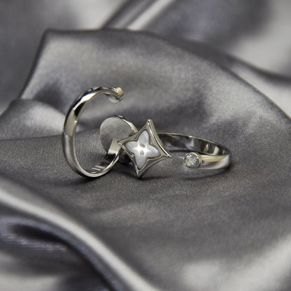 Vintage Monogram Mother of Pearl Disc Ring