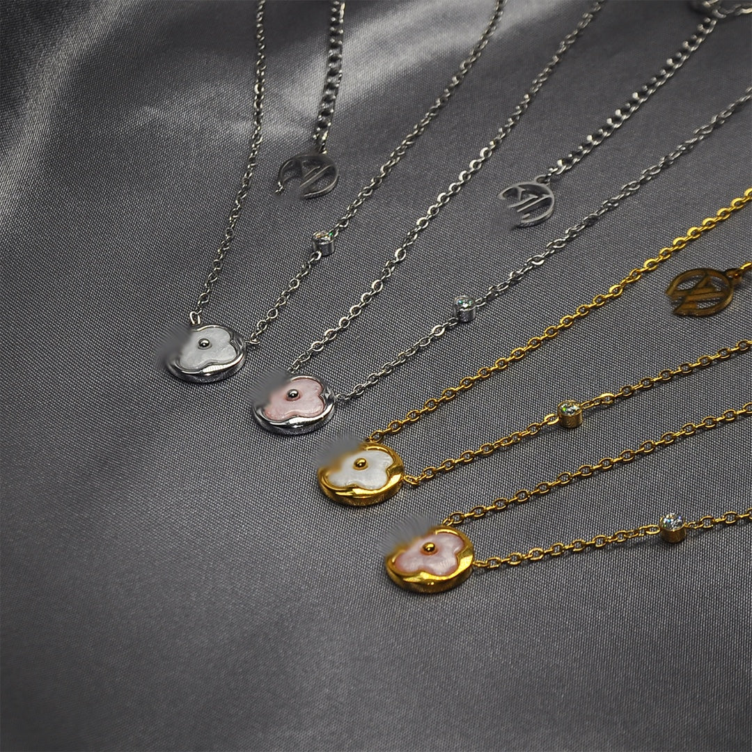 Domed Mother of Pearl Monogram Necklace