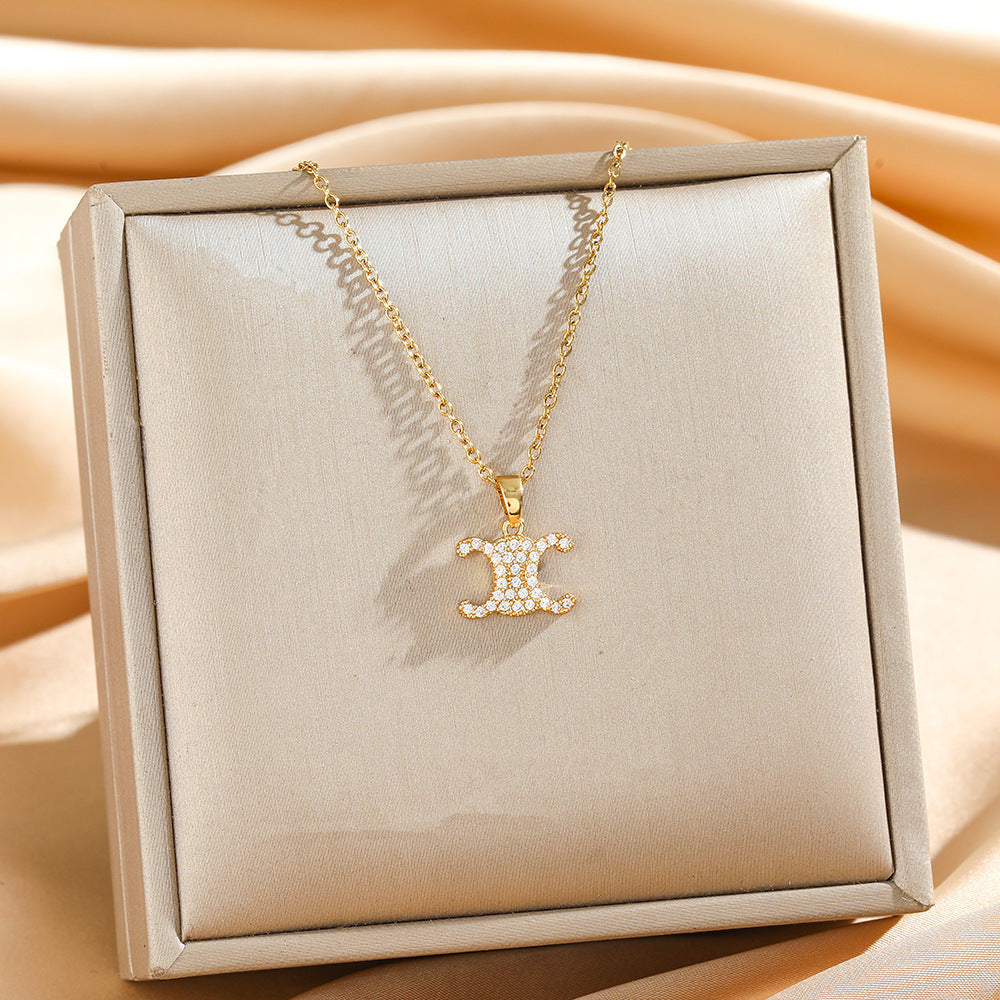 Pavé Arc de Triomphe Medallion Necklace
