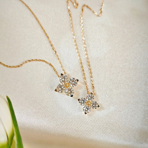 Minimalist Japanese Pavé Clover Necklace