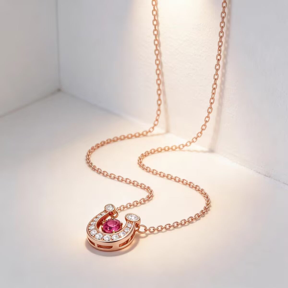 Pavé Horseshoe Charm Necklace