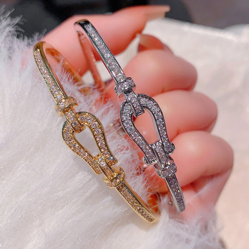 Horseshoe Buckle Pavé Bangle