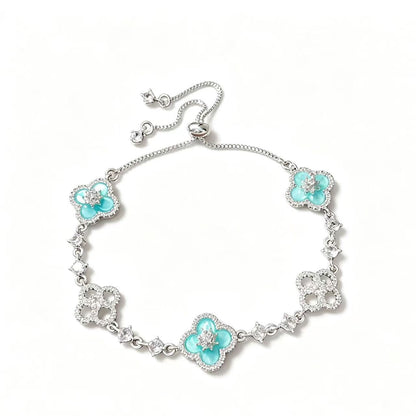Shimmering Azure Clover Zircon Bracelet