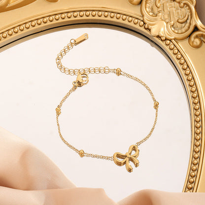 18K Gold Plated Ribbon Bow Necklace