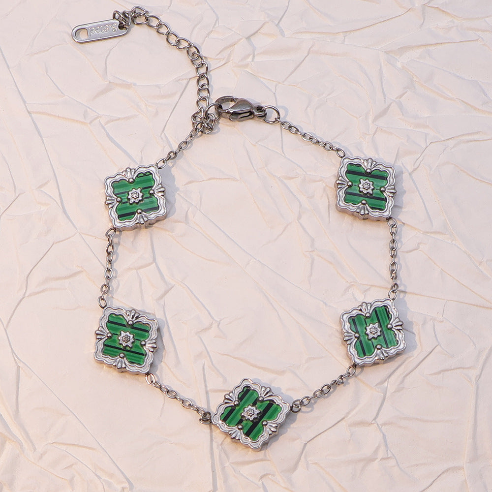 Vintage Enamel Quatrefoil Rhombus Bracelet