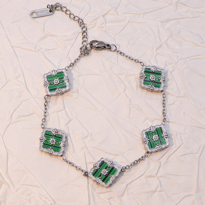 Vintage Enamel Quatrefoil Rhombus Bracelet