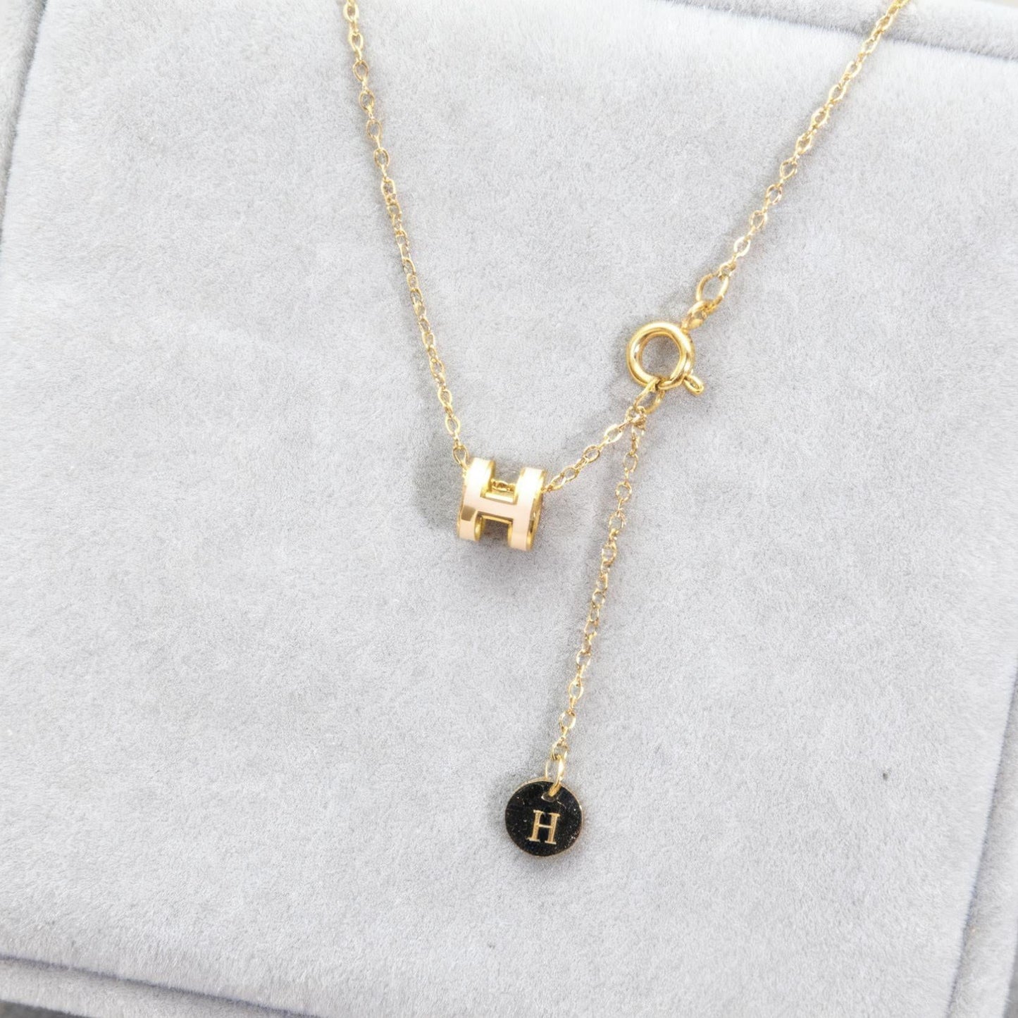 Mini 7mm Letter H Pendant Necklace