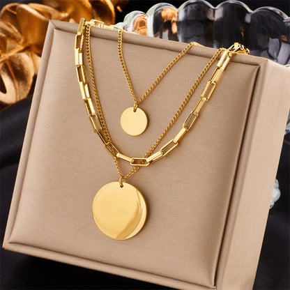 Layered Sunburst & Cross Pendant Necklace