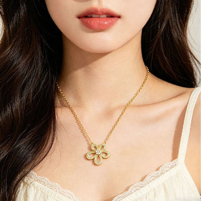 S925 Sunflower Halo Pendant Necklace