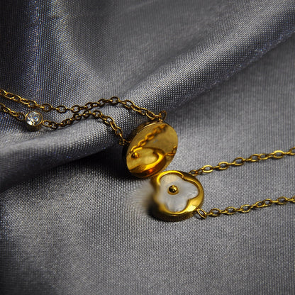 Domed Mother of Pearl Monogram Necklace