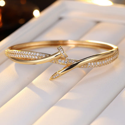 18K Gold Plated Nail Motif Bangle
