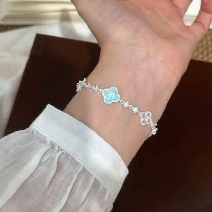 Shimmering Azure Clover Zircon Bracelet