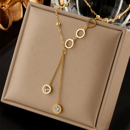 Layered Sunburst & Cross Pendant Necklace