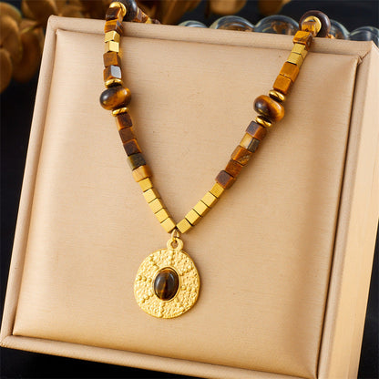 Layered Sunburst & Cross Pendant Necklace
