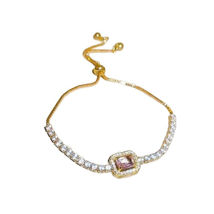 Blush Pink Crystal Drawstring Bracelet