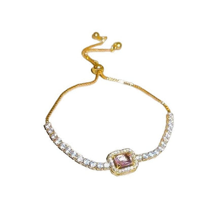 Blush Pink Crystal Drawstring Bracelet