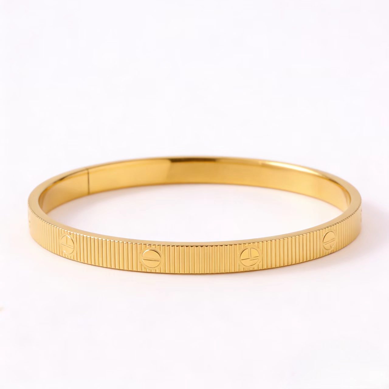 Textured Grooved Titanium Cuff Bangle