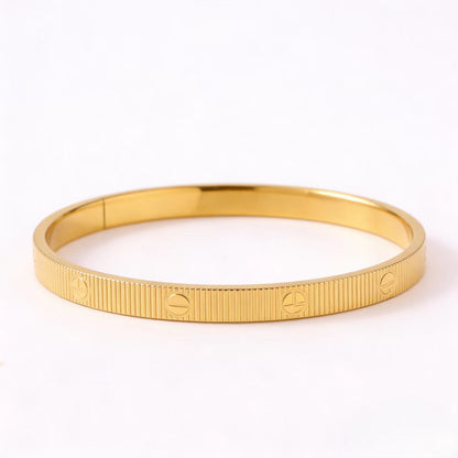 Textured Grooved Titanium Cuff Bangle