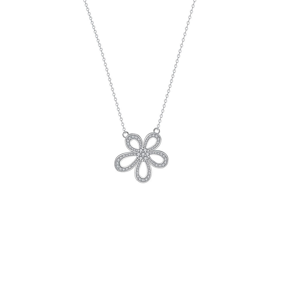 S925 Sunflower Halo Pendant Necklace