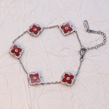 Vintage Enamel Quatrefoil Rhombus Bracelet