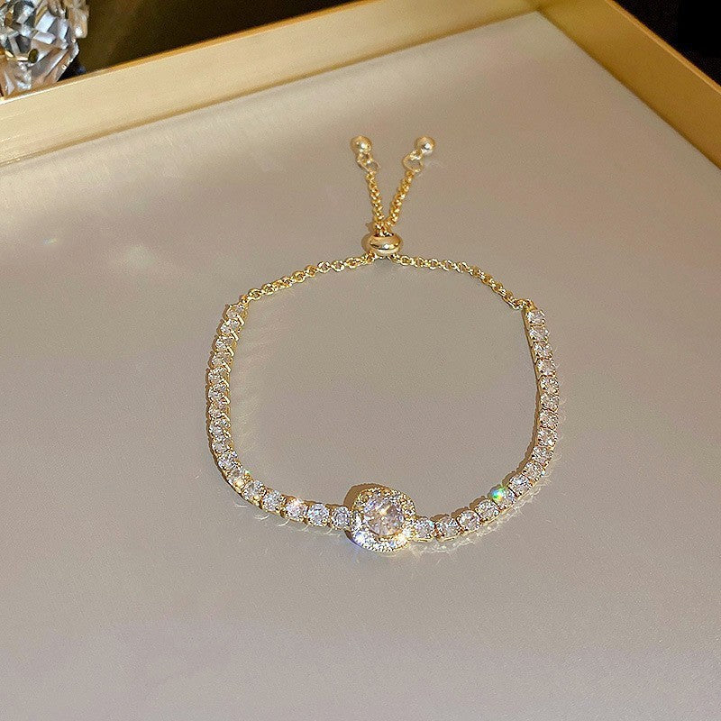 Blush Pink Crystal Drawstring Bracelet
