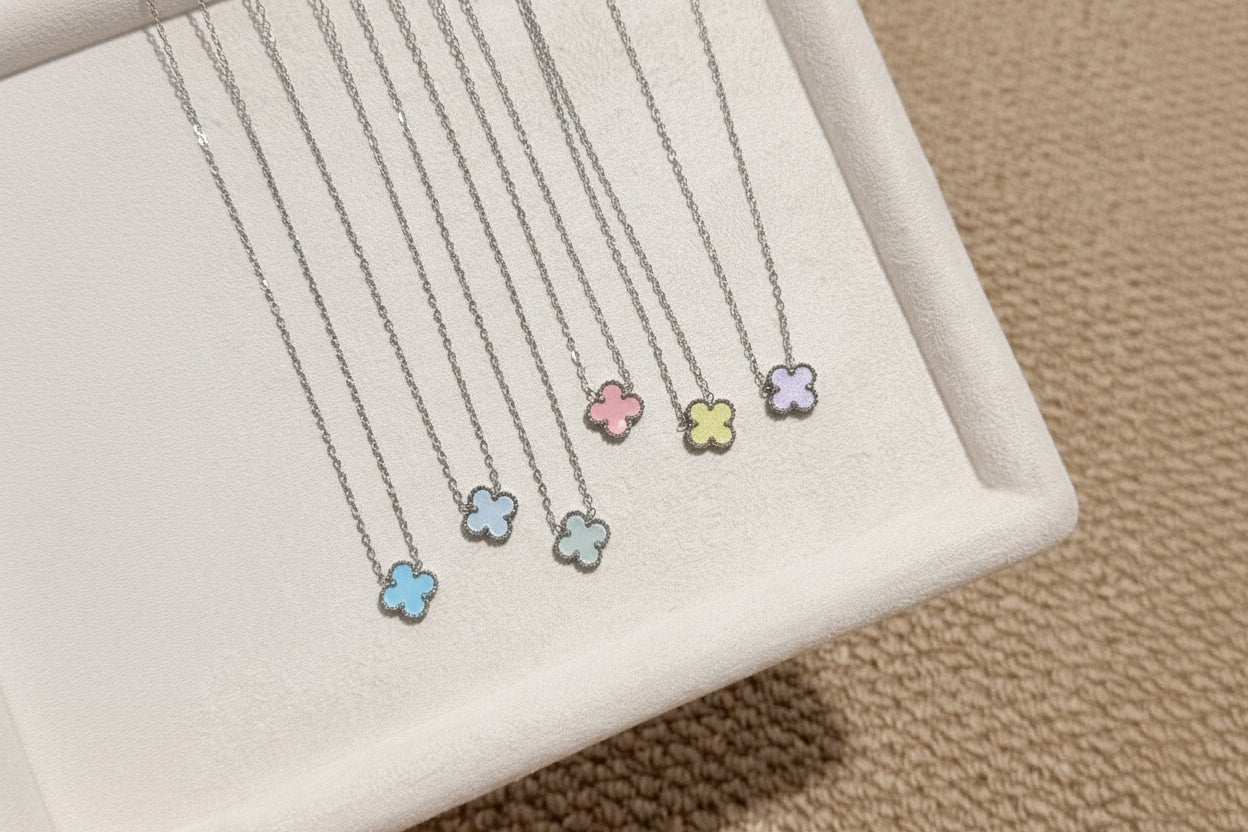 Pastel Macaron Clover Necklace