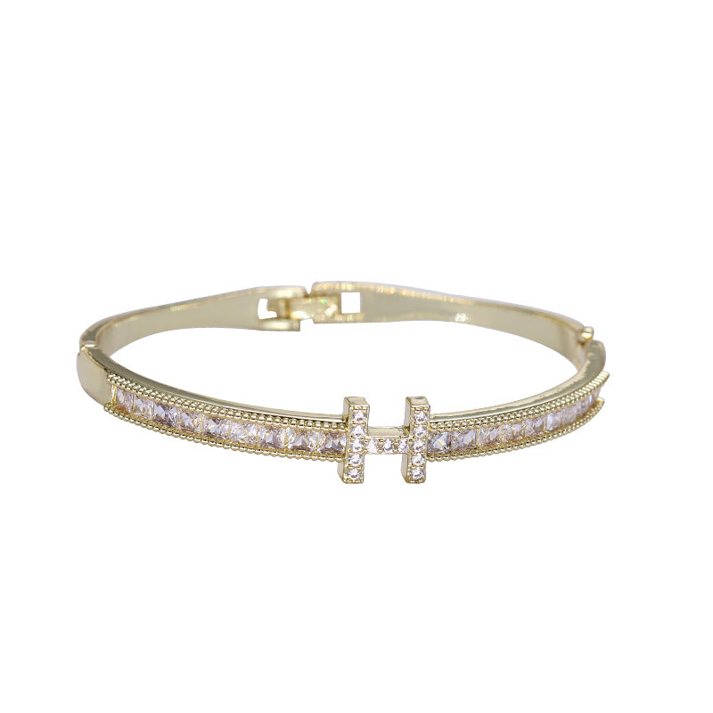 Iconic 'H' Hinged Crystal Bangle