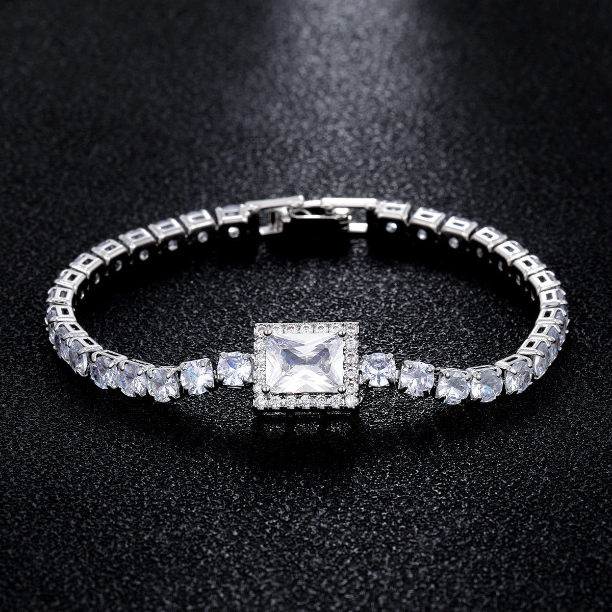 Geometric Emerald-Cut Tennis Bracelet