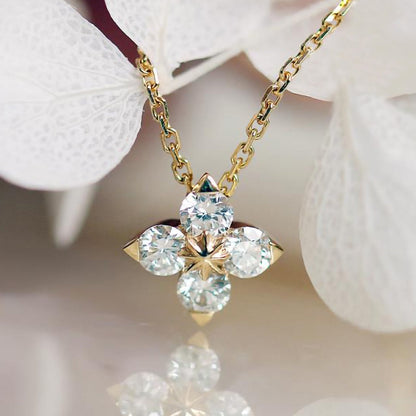 Minimalist Japanese Pavé Clover Necklace