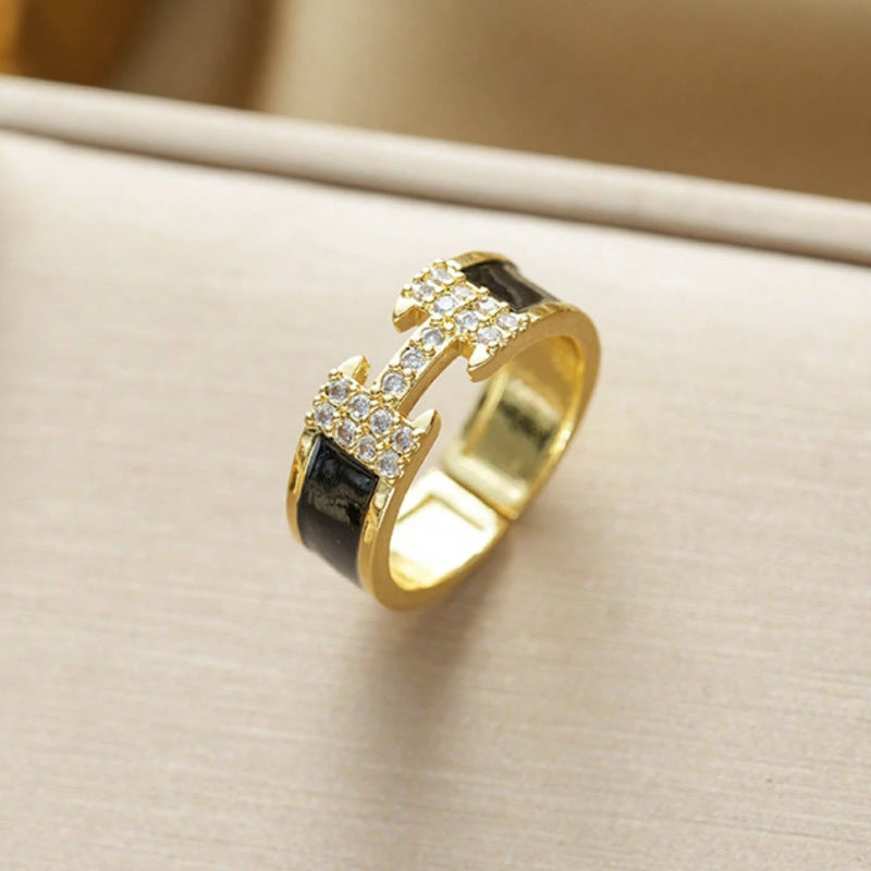 AURENA®  H PAVÉ ENAMEL RING