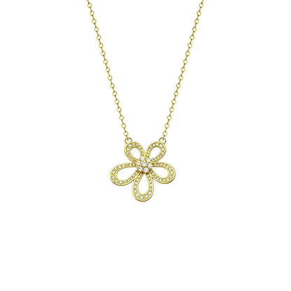 S925 Sunflower Halo Pendant Necklace