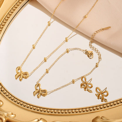 18K Gold Plated Ribbon Bow Necklace