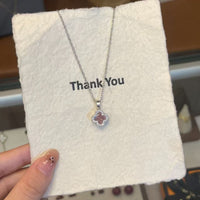 Dusty Rose Crystal Clover Necklace