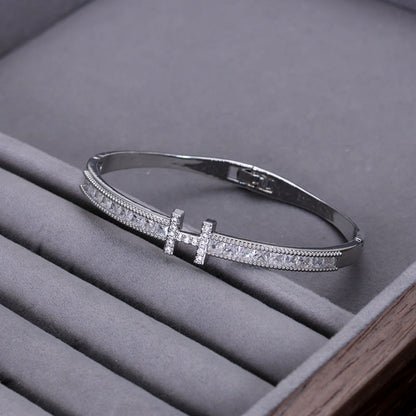 Iconic 'H' Hinged Crystal Bangle